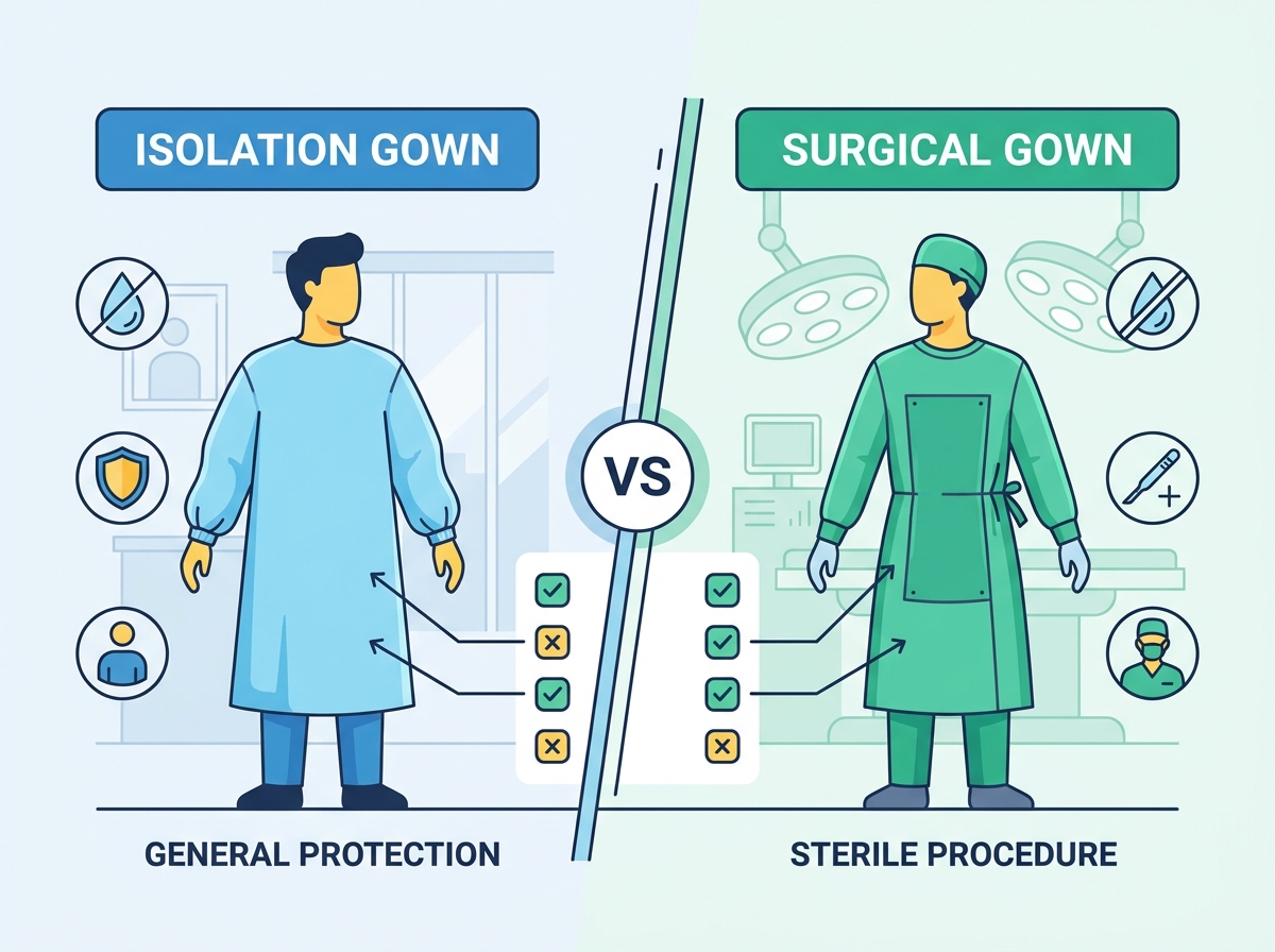 Isolation Gown vs Surgical Gown Comparison